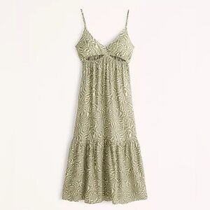 Abercrombie & Fitch Size XL Green Cutout Maxi Summer Dress Boho Print White